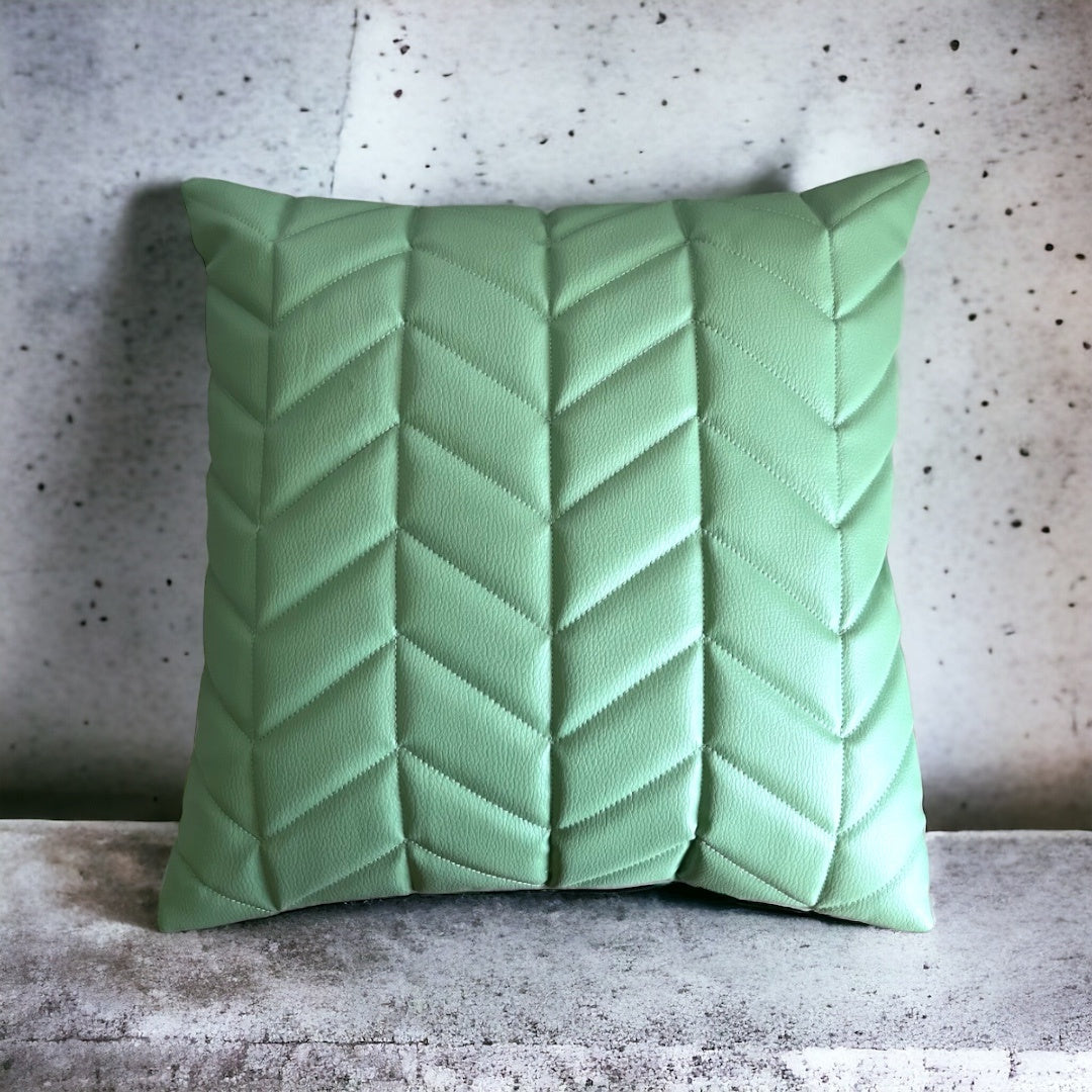 Quilted Chevron Vegan Leather Cushion Cover