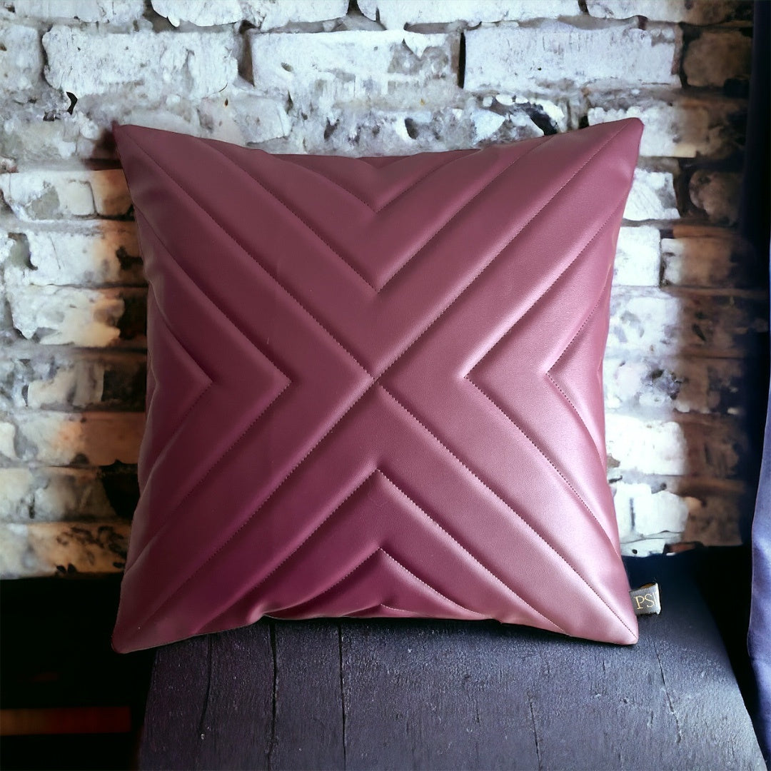Quilted Purple Vegan Leather Concentric Triangular Cushion