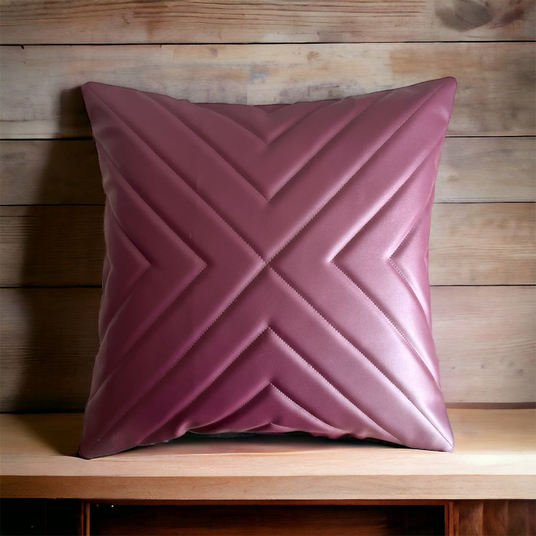 Quilted Purple Vegan Leather Concentric Triangular Cushion