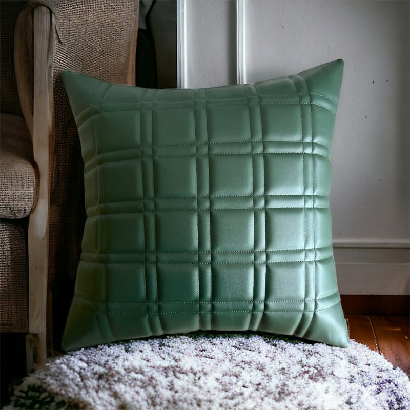 Checkered Pattern Smart Stitch Vegan Leather Cushion