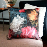 Colourful Flower Print Velvet Touch Cushion Cover