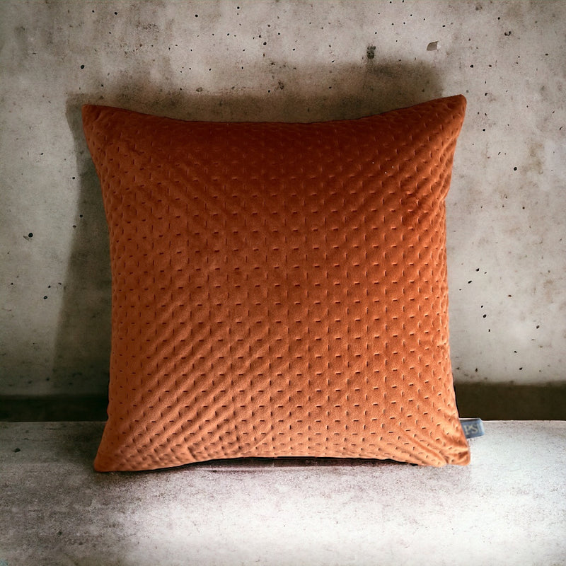 Embossed Burnt Orange CrissCross Pattern Soft Cushion Cover