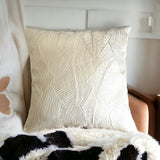 Embossed Off-White Leaf Pattern Chic Cushion Cover