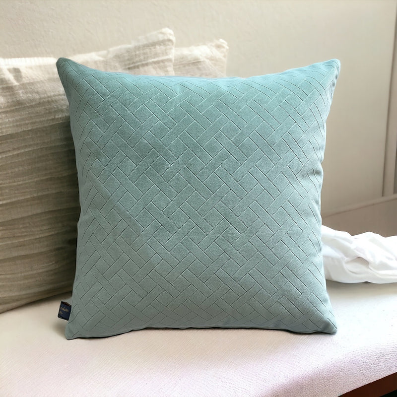 Embossed Sky Blue CrissCross Pattern Soft Cushion Cover