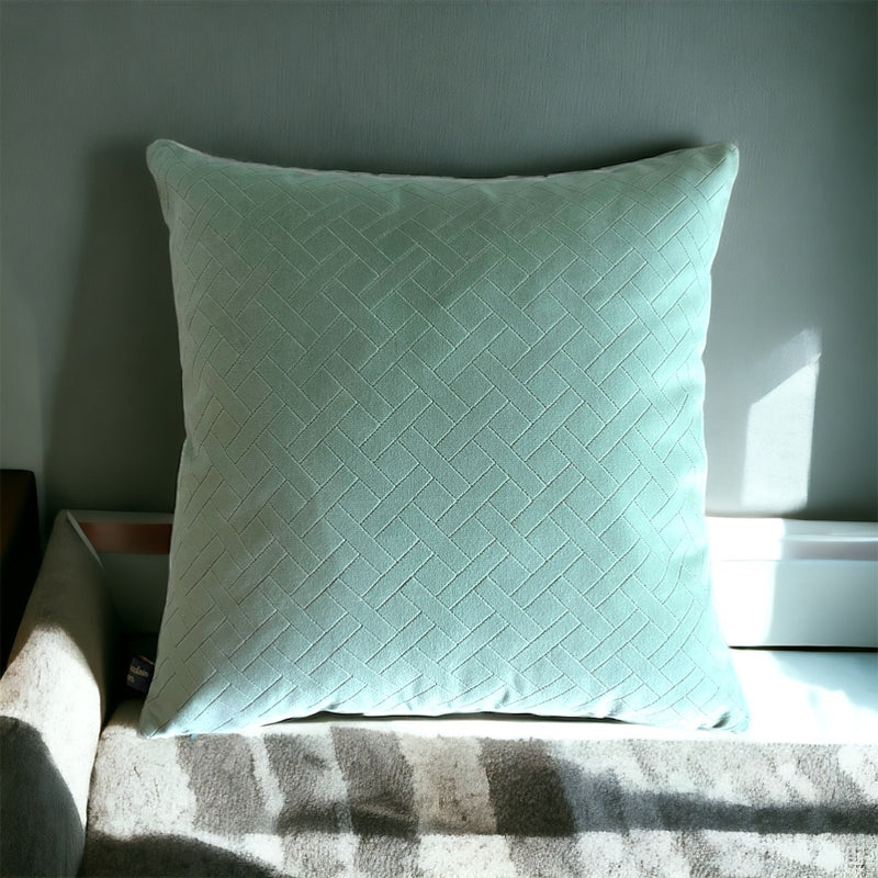 Embossed Sky Blue CrissCross Pattern Soft Cushion Cover