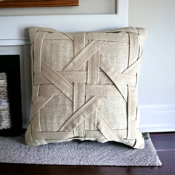 Exquisite Ribbon Weave Aesthetic Cream Cushion Cover