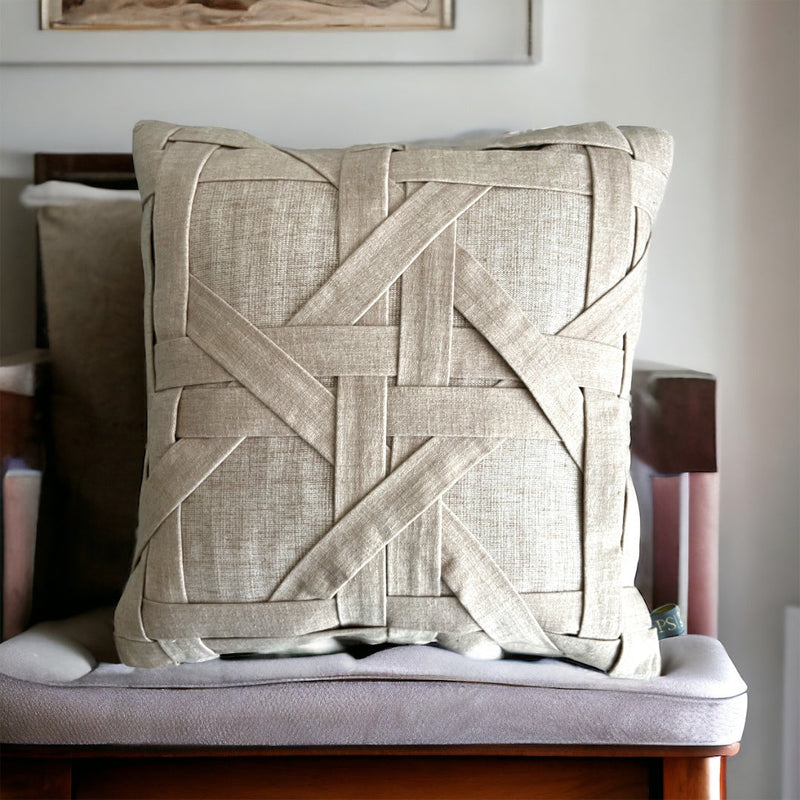 Exquisite Ribbon Weave Aesthetic Cream Cushion Cover