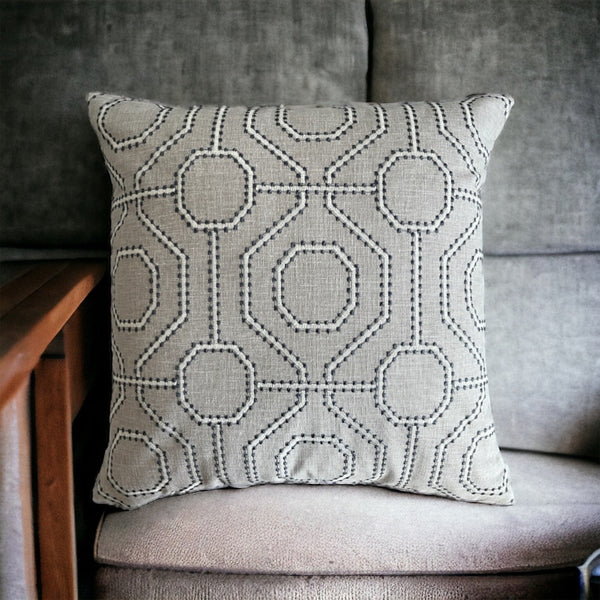 Geometric Embossed Dot Pattern Intricate Grey Tone Cushion Cover