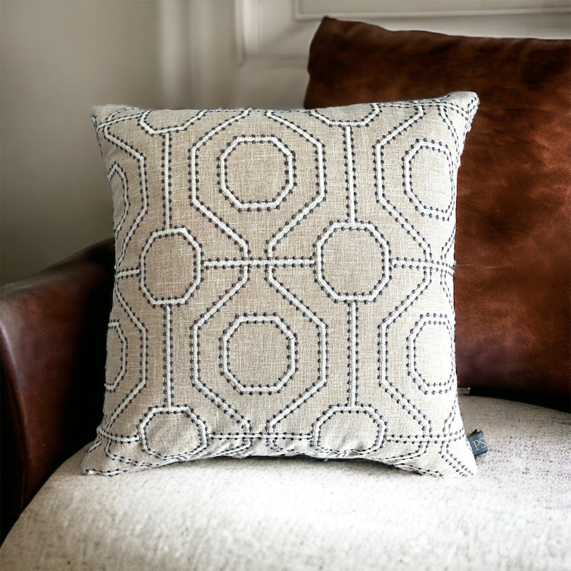 Geometric Embossed Dot Pattern Intricate Neutral Tone Cushion Cover