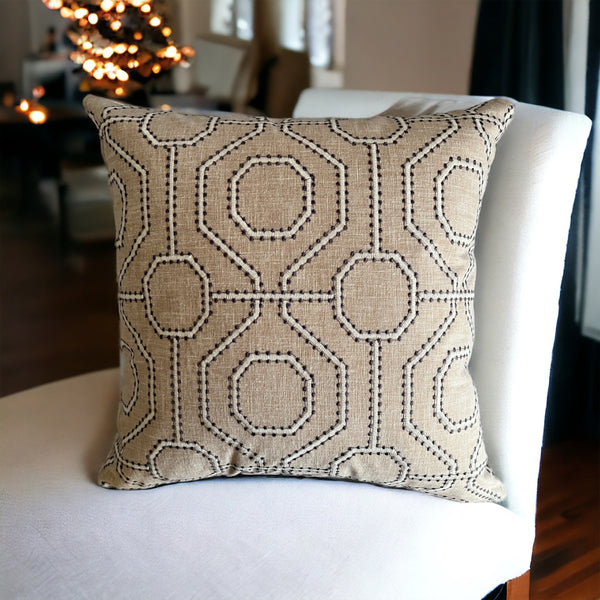 Geometric Embossed Dot Pattern Intricate Neutral Tone Cushion Cover