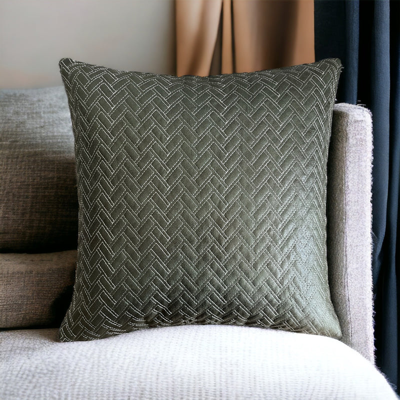 Geometric Woven Charcoal Throw Crosshatch Cushion Cover