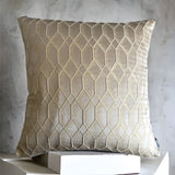 LuxeGlow Patterned Fabric Beige Cushion Cover