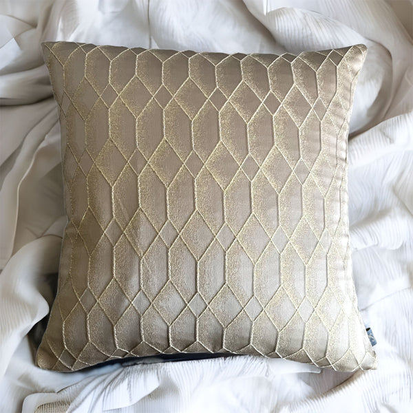 LuxeGlow Patterned Fabric Beige Cushion Cover