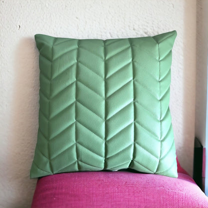 Quilted Chevron Vegan Leather Cushion Cover