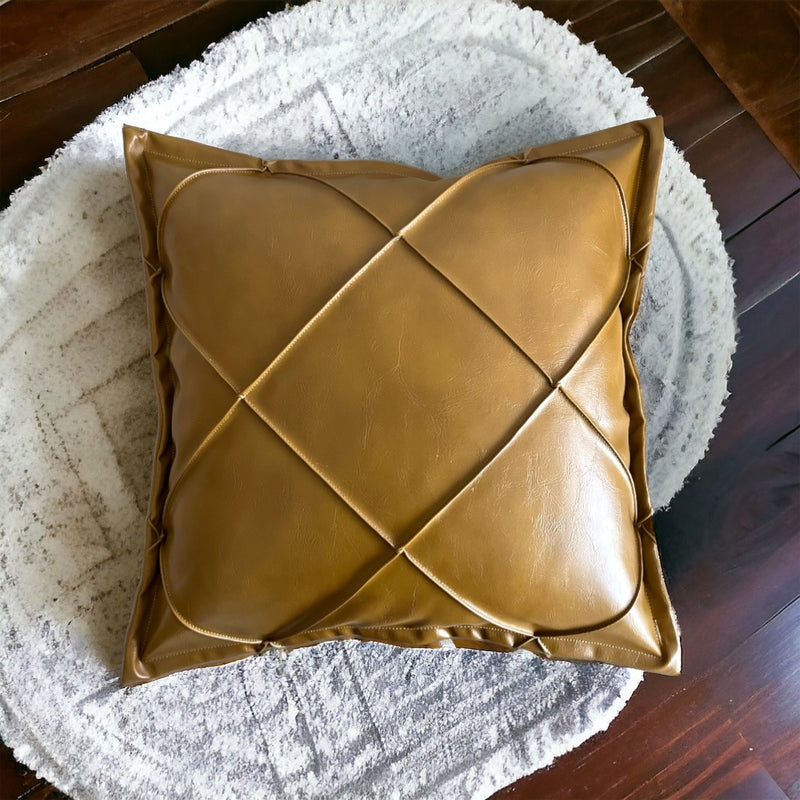 Raised Diamond Pattern Vegan Leather Smart Stich Cushion