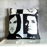 Retro Black White Artistic Face Cushion Cover