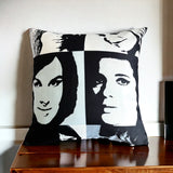 Retro Black White Artistic Face Cushion Cover