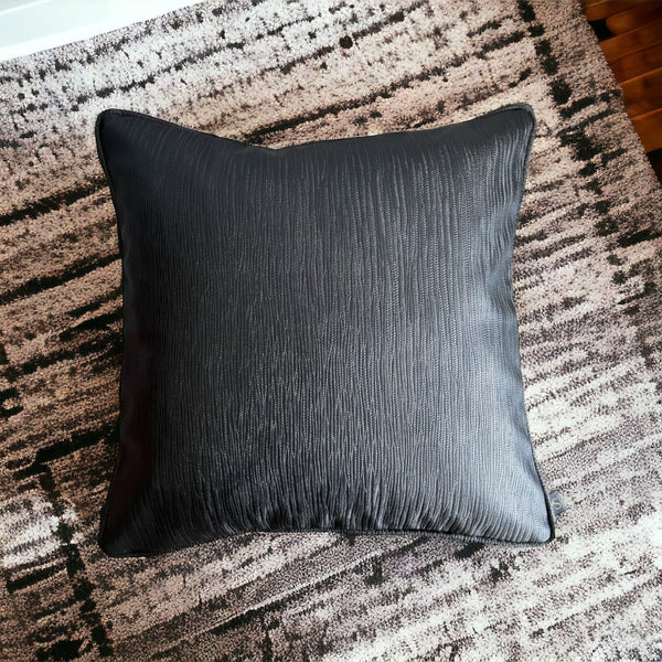 Ribbed Ombre Charcoal Vegan Leather Cushion Cover