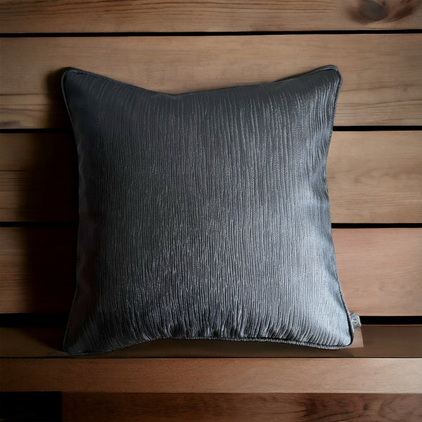 Ribbed Ombre Charcoal Vegan Leather Cushion Cover