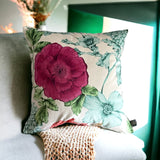 Rose Flower Patterned Velvet Cushion Cover