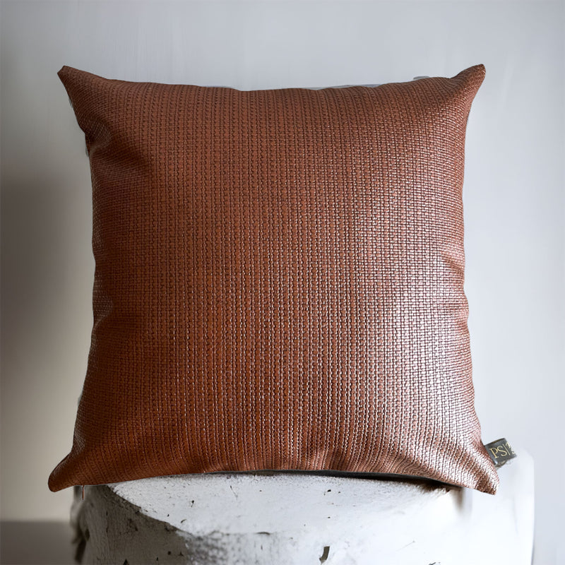 RusticWeave Vegan Leather Earthy Cushion Cover