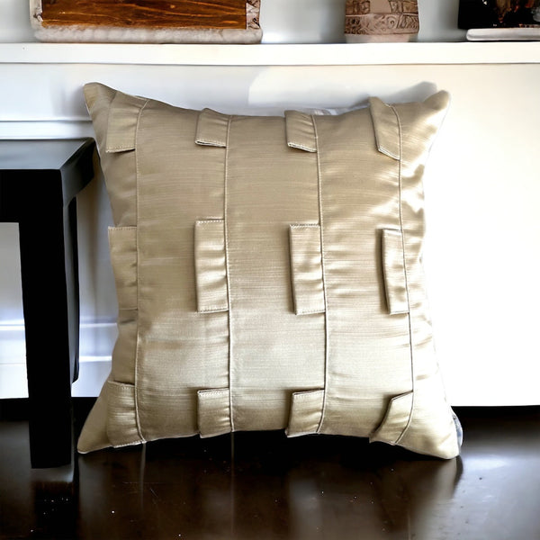 Shimmering Gold Ribbon Luxe Cushion Cover