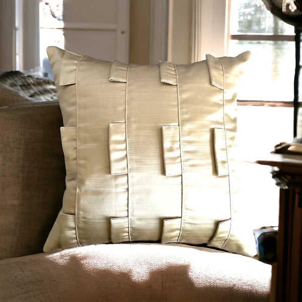 Shimmering Gold Ribbon Luxe Cushion Cover