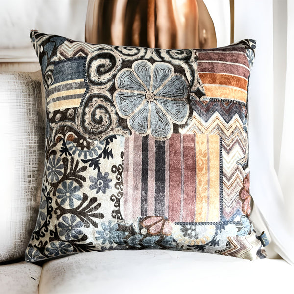 Vibrant Artistic Accent Velvet Cushion Cover