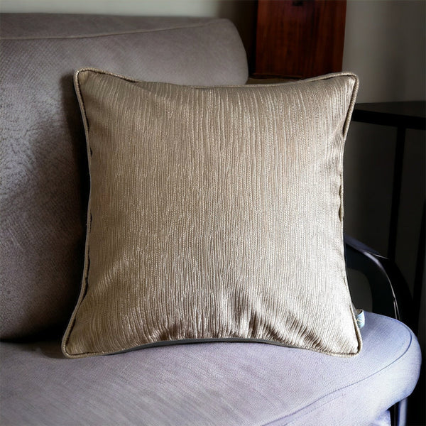 Woven Pattern Textured Vegan Leather Beige Ambience Cushion Cover